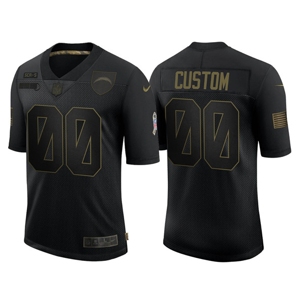 Men's Los Angeles Chargers Black 2020 Customize Salute To Service Limited Stitched Jersey